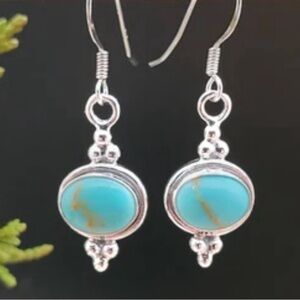 Turquoise and Sterling Silver Western Delicate Dangle Earrings New With Tags